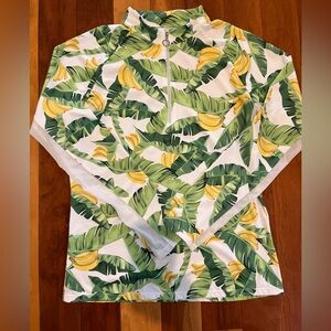 Tail Banana Print 1/4 Zip Active Jacket Medium Golf Pickleball Layering Spring